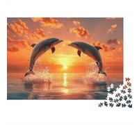 Saut de Dauphin Casse-tête 1000 Pièces sans Poussière, Grand Puzzle Jeu De Patience pour Un Passe-Temps pour Adulte, Étoile du Cadeau De Noël 70x50cm/1000pcs