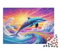 Saut de Dauphin Casse-tête 1000 Pièces sans Poussière, Puzzle Jeu Éducatif Décompression pour Une Activité Détente, Fun Fresent & Activités pour La Maison 70x50cm/1000pcs