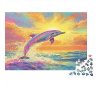Saut de Dauphin Puzzle 1000 Pièces Adulte avec Couleurs Éclatantes, Ensemble De Casse-tête en Puzzle activité Zen pour La Décoration De Bureau, Idée Cadeau Anniversaire 70x50cm/1000p