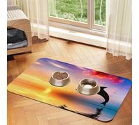 Saut de Dauphin,Tapis d'alimentation pour Animaux de Compagnie, Sets de Table en Cuir PU pour Chats et Chiens,30x45cm
