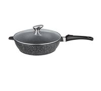 Sauteuse Ø 28 cm ""Façon pierre"" + couvercle en verre - PRADEL EXCELLENCE - PREMIUM - Compatible tous feux. Manche amovible.