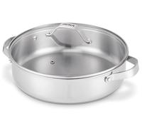 Sauteuse 2 anses Cicla avec couvercle en verre 28 cm en acier inoxydable recyclé - - Argent - Inox