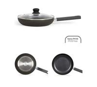 Sauteuse 26 Cm Noire - Couvercle En Verre Trempé Avec Aérateur Vapeur - Tous Feux Dont Induction
