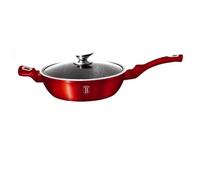 Sauteuse 28cm Rouge Metal, Revêtement Marbre- Aluminium Turbo Induction