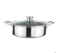 Sauteuse 32cm - CHEFFINGER - Nid d'Abeille - Inoxydable - Couvercle en Verre - Antiadhésif 3D