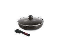 Sitram 712380 Sauteuse Agile 28 cm en aluminium revêtement noir anti-adhérent sans PFOA - manche amovible clipsable - couvercle en verre - tous feux dont induction, 3 liters, Noir
