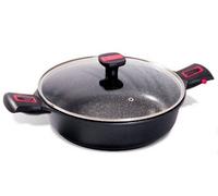 Baumalu 383604 Sauteuse avec Couvercle 28 cm Granit Pro, Aluminium Forgé, Noir, 28 cm, 30 x 30 x 10 cm