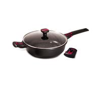 Baumalu, Granit Pro Sauteuse avec Couvercle en Verre 24 cm - Revêtement Céramique Antiadhésif, Indéformable, Compatible Cuisinières à Gaz, Induction et Électrique, Poignée Amovible, Coloris Noir