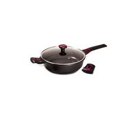 Baumalu, Granit Pro Sauteuse avec Couvercle en Verre 24 cm - Revêtement Céramique Antiadhésif, Indéformable, Compatible Cuisinières à Gaz, Induction et Électrique, Poignée Amovible, Coloris Noir