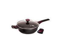 BAUMALU - Sauteuse avec Couvercle Granit Pro Céramique - Fonte d'Aluminium - Tous Feux dont Induction - Intérieur Céramique Fusion Pro Effet Pierre Sans PFOA ni PFAS - Manche Amovible - Ø28cm - Noir