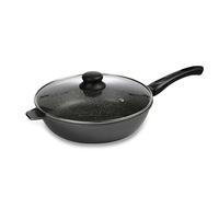 Sauteuse avec son couvercle et sa poignée soft-touch - KitchenPro - Revêtement en pierre, antiadhésif - Dimension 24cm