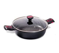Sauteuse + couvercle + manche + anses Granit Pro - D: 28 cm - noir - BAUMALU