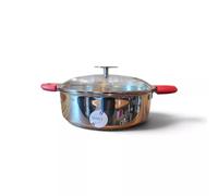 Sauteuse CRISTEL MUTINE Inox D24 cm avec couvercle verre et deux anses framboise