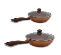 Sauteuse granit 24 et 28cm + 2 couvercles - KitchenPro - Revêtement antiadhésif - Idéal pour tous types de feux
