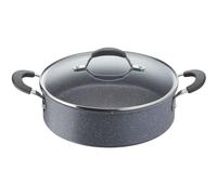 Lagostina Tempra Mineral Casserole avec couvercle, acier et aluminium avec revêtement minéral+ Ø 26 cm, poignées en silicone, effet pierre, convient à toutes les sources de chaleur