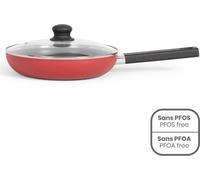 Sauteuse - LIVOO - MEP153N - 26 cm - Antiadhésif sans ni PFOS - Poignée silicone - Tous feux dont induction - rouge