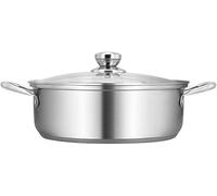 Sauteuse professionnelle en acier inoxydable anti-adhésif avec couvercle en verre, grande capacité, idéale pour la cuisson et la friture, durable et facile à nettoyer