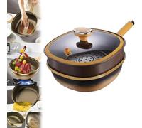 Sauteuse profonde antiadhésive de 30,5 cm avec couvercle en verre et panier vapeur pour une cuisson saine et polyvalente, construction en métal (poêle à frire en titane)