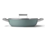 Smeg, DPF2812EGM Poêle anti-adhésive avec revêtement en céramique sans PFAS et poignées en acier inoxydable Passe au four jusqu'à 250 °C Vert émeraude mat Diamètre 28 cm