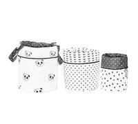 SAUTHON BABY DECO - Lot de 3 paniers de rangement Panda Chao Chao - Hamper à linge rond beige en Polypropylène