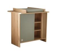 Sauthon Commode à Langer 1 Porte colorée et 3 niches avec Claustra en Bois décor chêne Suave