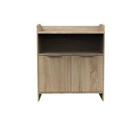Sauthon Commode à langer – 2 portes et une niche, poignées dorées, décor chêne doré – azur marron TU