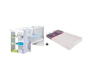 SAUTHON ELOI Lit Combiné 3 en 1 Évolutif - Blanc + TINEO Matelas bébé 60 x 120 cm