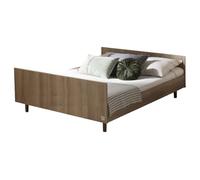 Sauthon Lit 140x190 en décor Bois chêne Mokka
