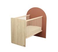 Sauthon Lit bébé évolutif 120x60 en 90x190 - décor Bois chêne sépia Forme Arche