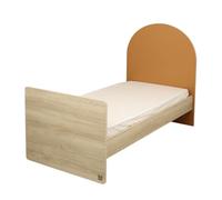Sauthon Lit Junior 90x190 - décor Bois chêne sépia - tête de lit Forme Arche