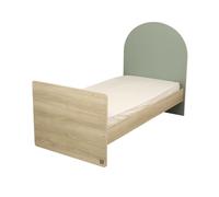 Sauthon Lit Junior 90x190 - décor Bois chêne sépia - tête de lit Forme Arche