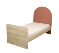 Sauthon Lit Junior 90x190 - décor Bois chêne sépia - tête de lit Forme Arche