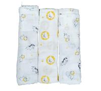 Sauthon Lot de 3 Langes pluche et Pompon 70 x 70 cm