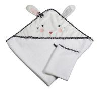 Sauthon Sortie de Bain Lapin 75x75cm et Gant en Coton Blanc