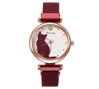 SAUTRV Avec boucle pour femme en alliage, montre à la mode, aimant montre parlante, Rouge, taille unique