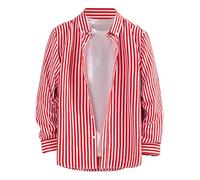 SAUTRV Chemise athlétique à manches longues pour homme - Coupe ajustée - Imprimé rayé, rouge pastèque, XL