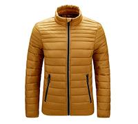 SAUTRV Doudoune d'hiver matelassée pour homme, veste d'hiver chaude pour homme, veste matelassée légère grande taille, veste matelassée légère avec poches zippées, jaune, XXXXL