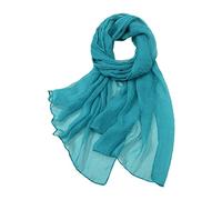 SAUTRV Écharpe d'été décontractée multicolore unie en mousseline de soie fine pour femme, bleu, taille unique
