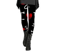 SAUTRV Legging pour femme - Jambe droite - Legging de yoga avec poches - Cœur - Doux - Grande taille - Legging en forme de cœur - Legging évasé pour le Nouvel An et l'hiver, Noir , 5XL