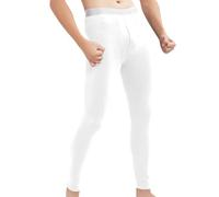 SAUTRV Legging thermique doublé en polaire pour homme - Long caleçon chaud - Legging d'hiver long - Couche de base - Collants de compression d'hiver - Sous-vêtements thermiques pour homme, blanc, M