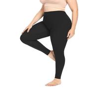 SAUTRV Stretch is Comfort Leggings en coton/spandex pour femme Grande taille avec trous Taille plus, Noir , 4XL