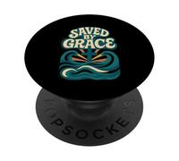 Sauvé par Grace Ephesians 2:8 Cross Ocean Christian PopSockets PopGrip Adhésif