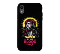 Sauvé par Son Sang Jésus-Christ Couronne d'épines chrétienne Coque pour iPhone XR