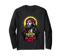 Sauvé par Son Sang Jésus-Christ Couronne d'épines chrétienne Manche Longue