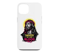 Sauvé par Son Sang Jésus-Christ Redemption Art de Foi Moderne Coque pour iPhone 13