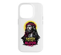 Sauvé par Son Sang Jésus-Christ Redemption Art de Foi Moderne Coque pour iPhone 14 Pro