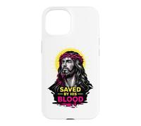 Sauvé par Son Sang Jésus-Christ Redemption Art de Foi Moderne Coque pour iPhone 15