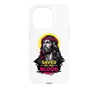 Sauvé par Son Sang Jésus-Christ Redemption Art de Foi Moderne Coque pour iPhone 15 Pro