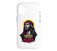 Sauvé par Son Sang Jésus-Christ Redemption Art de Foi Moderne Coque pour iPhone 16
