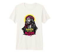 Sauvé par Son Sang Jésus-Christ Redemption Art de Foi Moderne T-Shirt Haut de Gamme